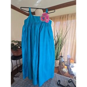 NWT - LOLA ET MOI - Girls Turquoise Dress with Floral Applique - Size 10